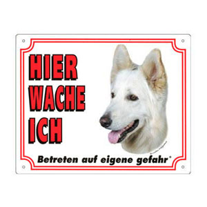 GRATIS Hunde Warnschild, Berger Blanc Suisse