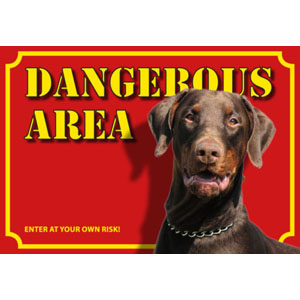 Hundewarnschild Dangerous Area, Dobermann