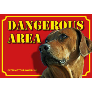 Dog Warning Label Dangerous Area, Rhodesian Ridgeback