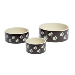 Bowls Pottery With Paw Motif - Brown/Beige, 250ml