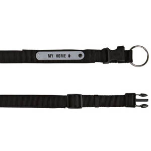Premium Halsband mit Neopren-Polsterung und Adresslasche Schwarz