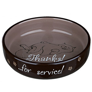 Flat Keramik Bowl Thanks ...for service! - Brown