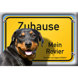 Hundewarnschild Zuhause - Mein Revier, Rottweiler