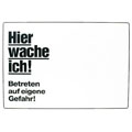 German Dog Warning Label Hier wache ich! - White